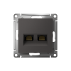 ATLASDESIGN РОЗЕТКА двойная компьютерная RJ45+RJ45 кат. 5e, механизм, БАЗАЛЬТ