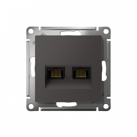 ATLASDESIGN РОЗЕТКА двойная компьютерная RJ45+RJ45 кат. 5e, механизм, БАЗАЛЬТ