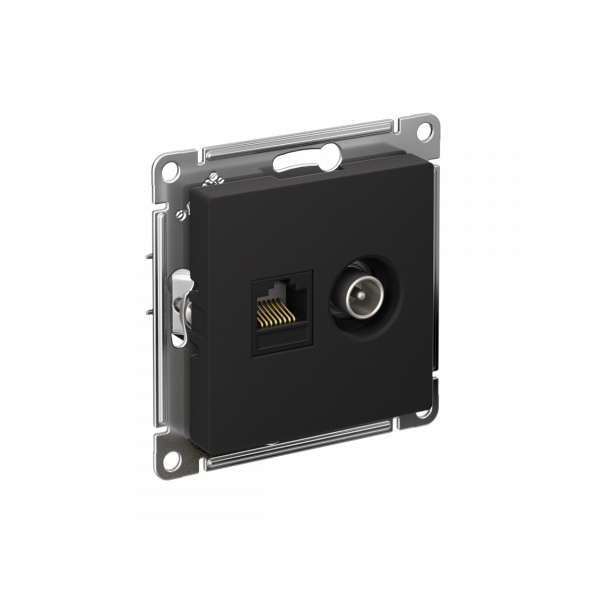ATLASDESIGN РОЗЕТКА двойная ТВ + компьютерная RJ45 кат. 5e, механизм, КАРБОН
