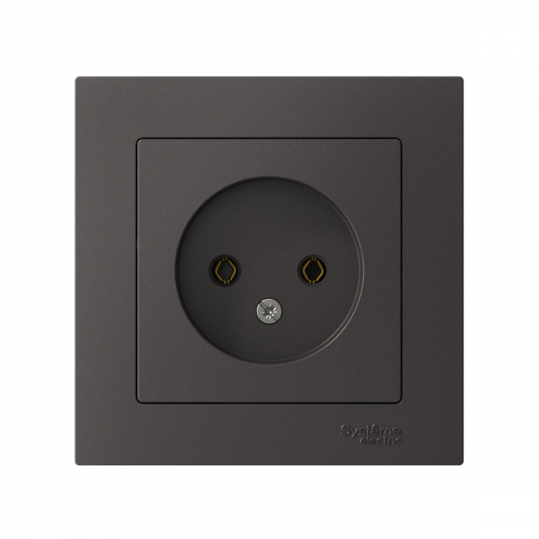 ATLASDESIGN РОЗЕТКА двойная без заземления со шторками, 16А, в сборе, БАЗАЛЬТ