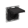 ATLASDESIGN РОЗЕТКА с заземлением со шторками с крышкой,16А,IP20, мех.,быстрозажим. клем., КАРБОН