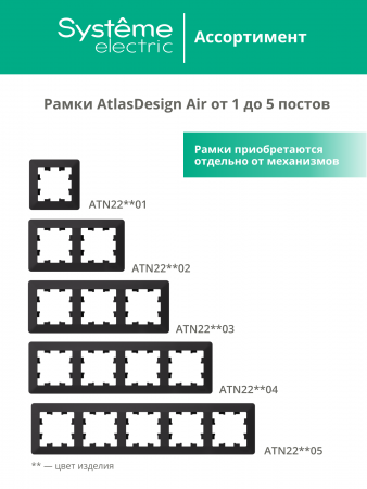 ATLASDESIGN AIR 5-постовая РАМКА, КАРБОН/дымчатый черный