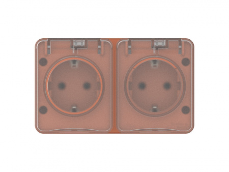 ATLASDESIGN PROFI IP54 О/У РОЗЕТКА двойная с заземлением со шторками, 16А, ТЕРРАКОТОВЫЙ