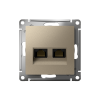 ATLASDESIGN РОЗЕТКА двойная компьютерная RJ45+RJ45 кат. 6А, механизм, ШАМПАНЬ