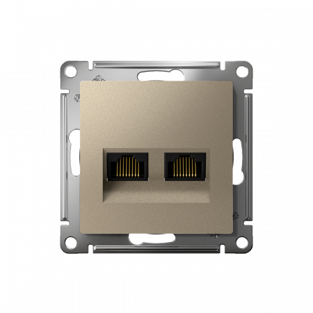 ATLASDESIGN РОЗЕТКА двойная компьютерная RJ45+RJ45 кат. 6А, механизм, ШАМПАНЬ