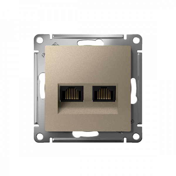 ATLASDESIGN РОЗЕТКА двойная компьютерная RJ45+RJ45 кат. 6А, механизм, ШАМПАНЬ