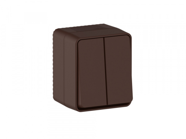 ATLASDESIGN PROFI IP54 О/У 2-клавишный ВЫКЛЮЧАТЕЛЬ, сх.5, 10АХ, КОРИЧНЕВЫЙ