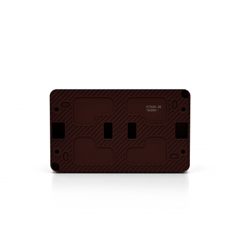 ATLASDESIGN PROFI IP54 О/У РОЗЕТКА двойная с заземлением со шторками, 16А, КОРИЧНЕВЫЙ