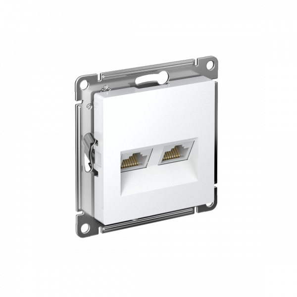 ATLASDESIGN РОЗЕТКА двойная компьютерная RJ45+RJ45 кат. 6А, механизм, БЕЛЫЙ