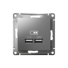 ATLASDESIGN USB РОЗЕТКА A+A, 5В/2,1А, 2х5В/1,05А, механизм, СТАЛЬ