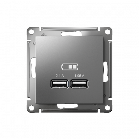 ATLASDESIGN USB РОЗЕТКА A+A, 5В/2,1А, 2х5В/1,05А, механизм, СТАЛЬ