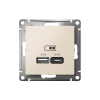 ATLASDESIGN USB РОЗЕТКА А+С, 5В/2,4А, 2х5В/1,2А, механизм, БЕЖЕВЫЙ