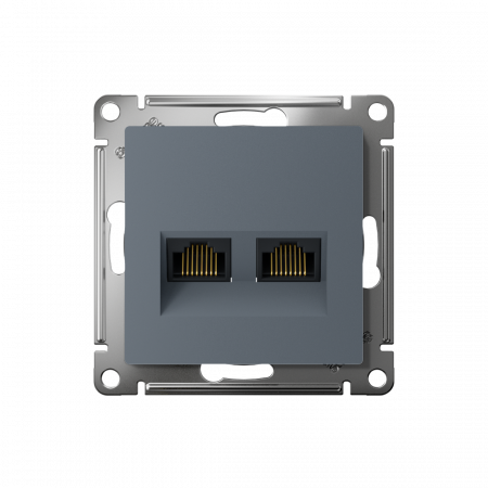 ATLASDESIGN РОЗЕТКА двойная компьютерная RJ45+RJ45 кат. 5e, механизм, ГРИФЕЛЬ