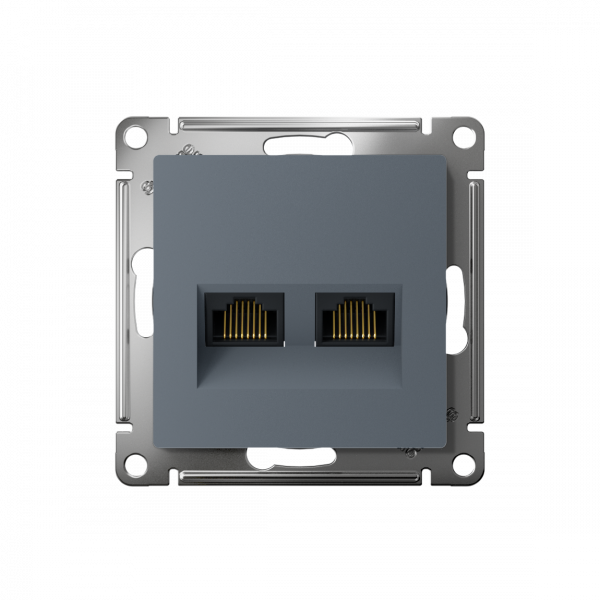 ATLASDESIGN РОЗЕТКА двойная компьютерная RJ45+RJ45 кат. 5e, механизм, ГРИФЕЛЬ