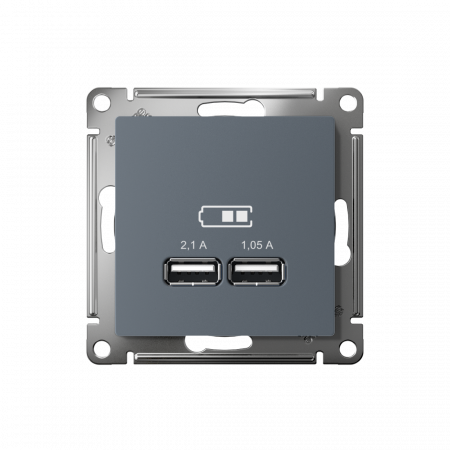 ATLASDESIGN USB РОЗЕТКА A+A, 5В/2,1А, 2х5В/1,05А, механизм, ГРИФЕЛЬ
