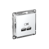 ATLASDESIGN USB РОЗЕТКА A+A, 5В/2,1А, 2х5В/1,05А, механизм, БЕЛЫЙ