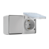 ATLASDESIGN PROFI IP54 О/У БЛОК: РОЗЕТКА с заземл. со шт., 16А, ВЫКЛЮЧАТЕЛЬ 1-клав., 10АХ, БЕЛЫЙ