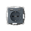 ATLASDESIGN РОЗЕТКА 16А c 2 USB A+C, 5В/2,4А/3,0А, 2х5В/1,5А, механизм, ГРИФЕЛЬ