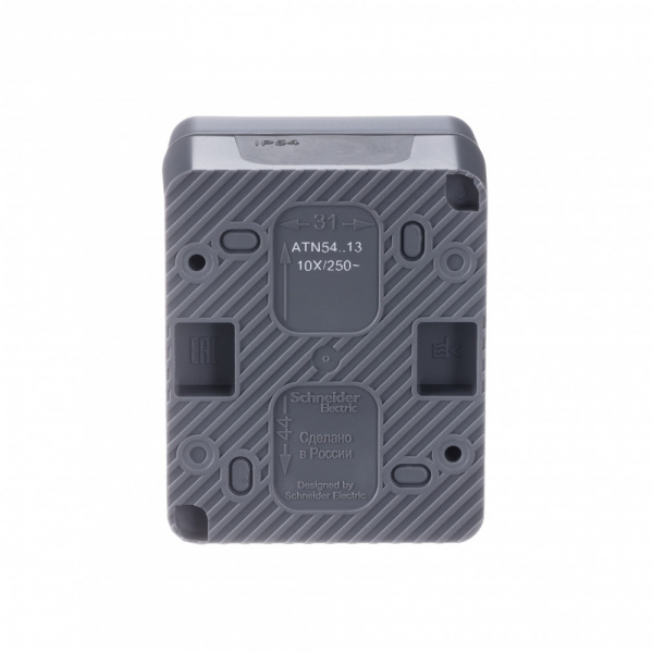 ATLASDESIGN PROFI IP54 О/У 1-клавишный ВЫКЛЮЧАТЕЛЬ с подсветкой, сх.1а, 10АХ, АНТРАЦИТ