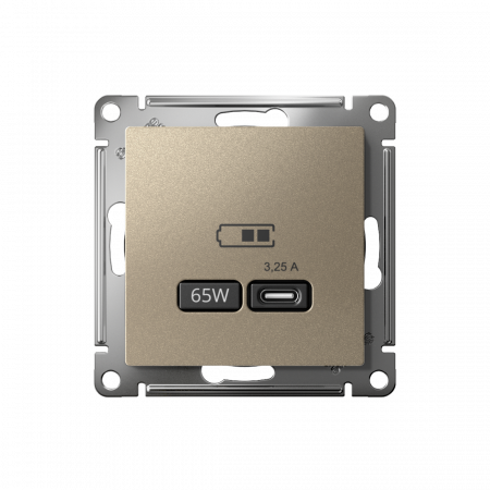 ATLASDESIGN USB РОЗЕТКА тип-С 65Вт высокоскор.заряд. QC, PD, механизм, ШАМПАНЬ