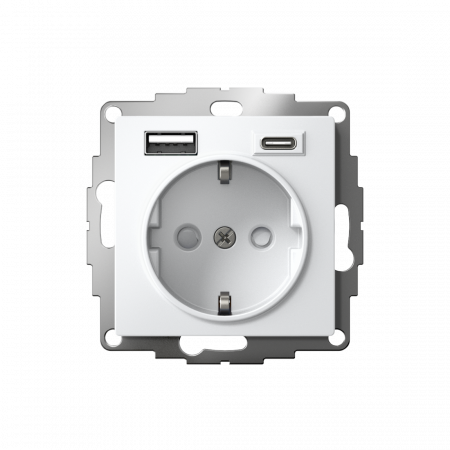 ATLASDESIGN РОЗЕТКА 16А с 2 USB A+C, 5В/2,4А/3,0А, 2х5В/1,5А, механизм, ЛОТОС