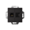 ATLASDESIGN РОЗЕТКА двойная HDMI+RJ45, кат. 5е, механизм, КАРБОН