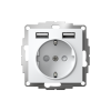 ATLASDESIGN РОЗЕТКА 16А c 2 USB A+A, 5В/2,4А, 2х5В/1,2А, механизм, БЕЛЫЙ