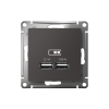 ATLASDESIGN USB РОЗЕТКА A+A, 5В/2,1А, 2х5В/1,05А, механизм, БАЗАЛЬТ