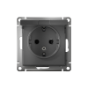 ATLASDESIGN РОЗЕТКА с заземлением со шторками с крышкой, 16А, IP20, механизм, СТАЛЬ