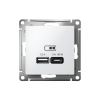 ATLASDESIGN USB РОЗЕТКА A + тип-C 45Вт высокоскор.заряд. QC, PD, механизм, БЕЛЫЙ