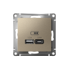 ATLASDESIGN USB РОЗЕТКА А+С, 5В/2,4А, 2х5В/1,2А, механизм, ШАМПАНЬ