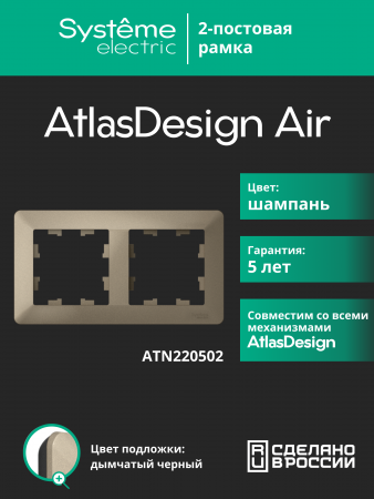 ATLASDESIGN AIR 2-постовая РАМКА, ШАМПАНЬ/дымчатый черный