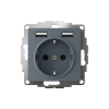 ATLASDESIGN РОЗЕТКА 16А c 2 USB A+A, 5В/2,4А, 2х5В/1,2А, механизм, ГРИФЕЛЬ