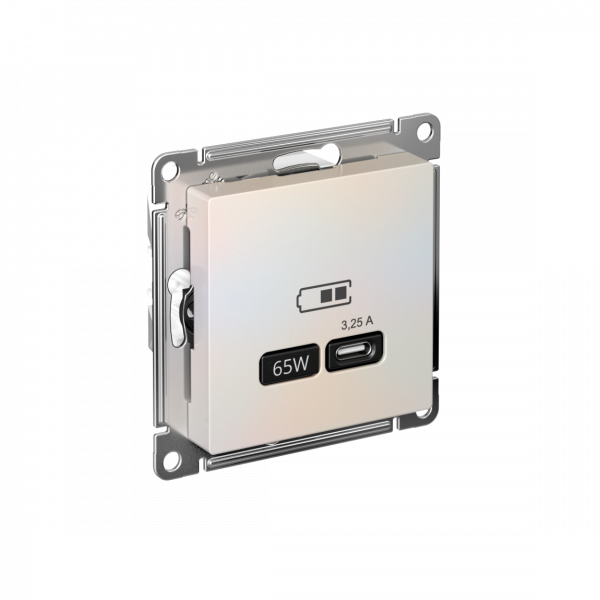 ATLASDESIGN USB РОЗЕТКА тип-С 65Вт высокоскор.заряд. QC, PD, механизм, ЖЕМЧУГ