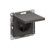 ATLASDESIGN РОЗЕТКА с заземлением со шторками с крышкой, 16А, IP20, механизм, БАЗАЛЬТ