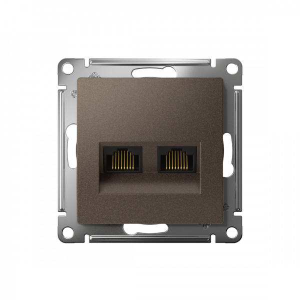 ATLASDESIGN РОЗЕТКА двойная компьютерная RJ45+RJ45 кат. 5e, механизм, МОККО