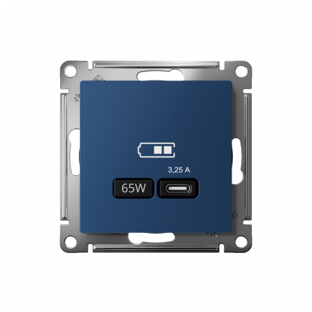 ATLASDESIGN USB РОЗЕТКА тип-C 65Вт высокоскор.заряд. QC, PD, механизм, АКВАМАРИН