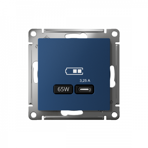ATLASDESIGN USB РОЗЕТКА тип-C 65Вт высокоскор.заряд. QC, PD, механизм, АКВАМАРИН