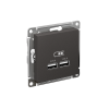 ATLASDESIGN USB РОЗЕТКА A+A, 5В/2,1А, 2х5В/1,05А, механизм, БАЗАЛЬТ