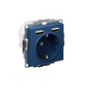 ATLASDESIGN РОЗЕТКА 16А c 2 USB A+A, 5В/2,4А, 2х5В/1,2А, механизм, АКВАМАРИН