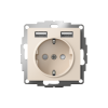 ATLASDESIGN РОЗЕТКА 16А c 2 USB A+A, 5В/2,4А, 2х5В/1,2А, механизм, БЕЖЕВЫЙ