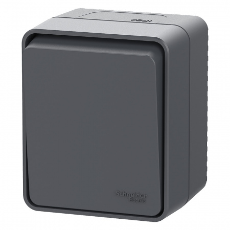ATLASDESIGN PROFI IP54 О/У 1-клавишный ВЫКЛЮЧАТЕЛЬ КНОПОЧНЫЙ, сх.1, 10А, АНТРАЦИТ