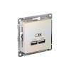 ATLASDESIGN USB РОЗЕТКА A+A, 5В/2,1А, 2х5В/1,05А, механизм, ЖЕМЧУГ