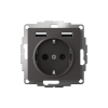 ATLASDESIGN РОЗЕТКА 16А c 2 USB A+A, 5В/2,4А, 2х5В/1,2А, механизм, БАЗАЛЬТ