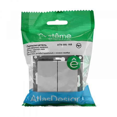 ATLASDESIGN 2-клавишный ПЕРЕКЛЮЧАТЕЛЬ, сх.6+6, 10АХ, механизм, БЕЛЫЙ