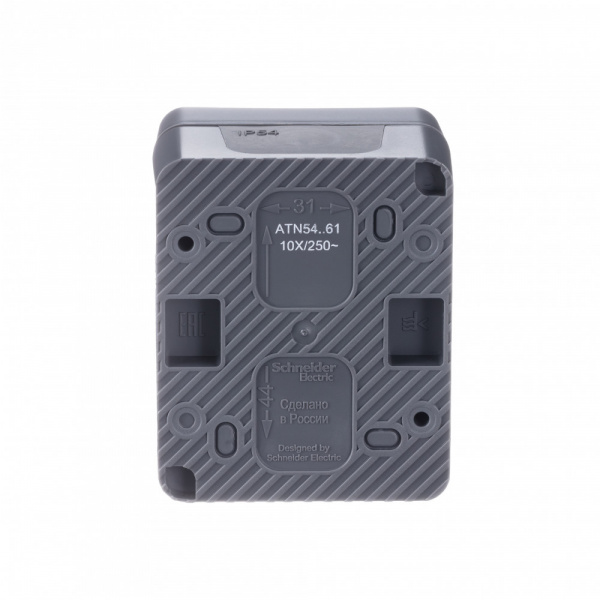 ATLASDESIGN PROFI IP54 О/У 1-клавишный ПЕРЕКЛЮЧАТЕЛЬ, сх.6, 10АХ, АНТРАЦИТ