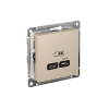 ATLASDESIGN USB РОЗЕТКА тип-С 65Вт высокоскор.заряд. QC, PD, механизм, ПЕСОЧНЫЙ