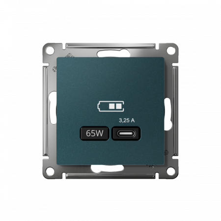 ATLASDESIGN USB РОЗЕТКА тип-С 65Вт высокоскор.заряд. QC, PD, механизм, ИЗУМРУД