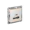 ATLASDESIGN USB РОЗЕТКА А+С, 5В/2,4А, 2х5В/1,2А, механизм, ЖЕМЧУГ