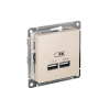 ATLASDESIGN USB РОЗЕТКА A+A, 5В/2,1А, 2х5В/1,05А, механизм, БЕЖЕВЫЙ
